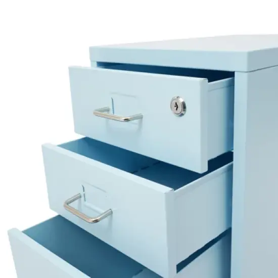 YIYIBYUS 3-Drawer Vertical File Cabinet, Metal Mobile File Cabinet with Lock and Wheels image {3}