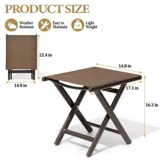 Crestlive Products Outdoor Side Table, Aluminum Outdoor End Table, Outdoor Folding Side Table with Textilene, Small Patio Coffee Table image {5}