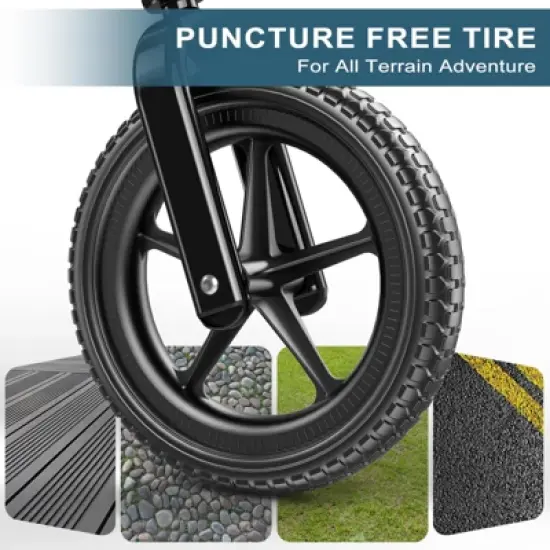 Itopfox Toddler Balance Bike for 2-5 Year Olds, No Pedal Toy Bike with Tool-Free Adjustment, Includes Custom Plate & 3 Stickers Black image {5}