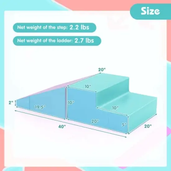 Costway Step and Slide Climber for Infants and Toddlers Baby Soft Foam Structure Blocks Yellow/Blue/Pink/Purple image {2}