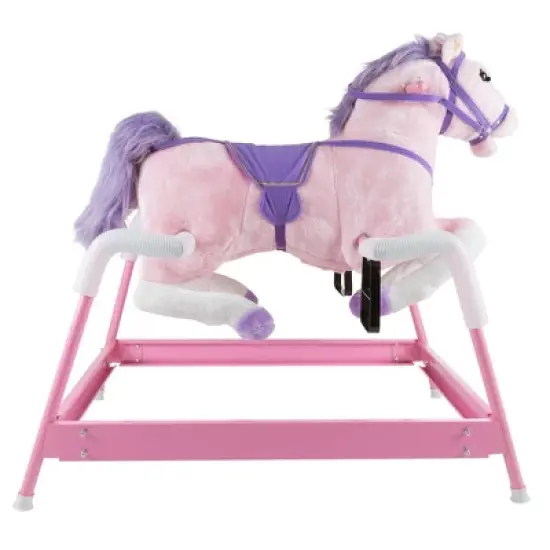 Toy Time Kids' Ride-On Plush Spring Rocking Horse - Pink image {1}