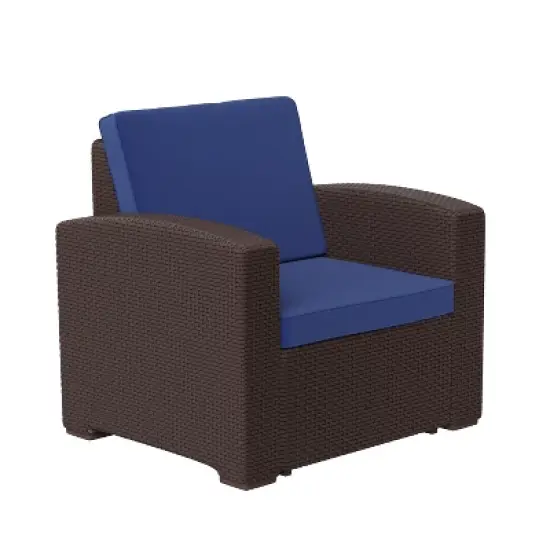 Flash Furniture Seneca Faux Rattan Chair with All-Weather Cushion image {10}