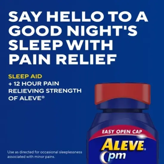 Aleve PM Pain Reliever & Nighttime Sleep Aid Caplet, Easy Open, 80 Count image {2}