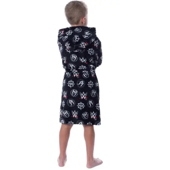 WWE Wresting Hero Logos Boys' Graphic Fleece Plush Hooded Robe Bathrobe Back image {3}