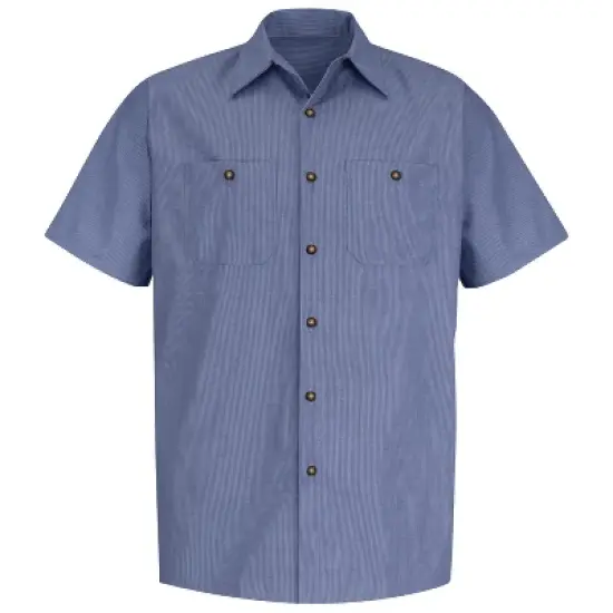 Red Kap&reg; Men's Short Sleeve Geometric Microcheck Work Shirt image {1}