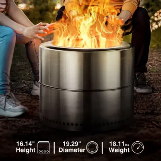 R.W. Flame 19-Inch Outdoor Fire Pit &ndash; Smokeless， Stainless Steel Portable Fire Pit for Camping, Patio, and Outdoor Use &ndash; Wood or  Burning Bonfire image {2}