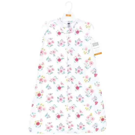 Hudson Baby Infant Girl Cotton Sleeveless Wearable Sleeping Bag, Sack, Blanket, Butterfly Floral image {1}