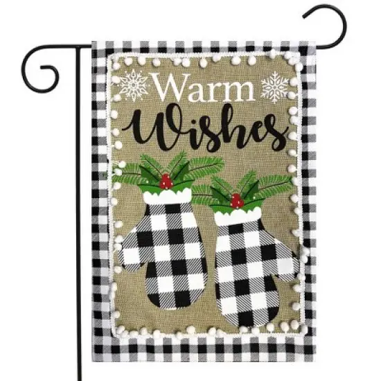 Briarwood Lane Checkered Mittens Burlap Winter Garden Flag Warm W image {1}