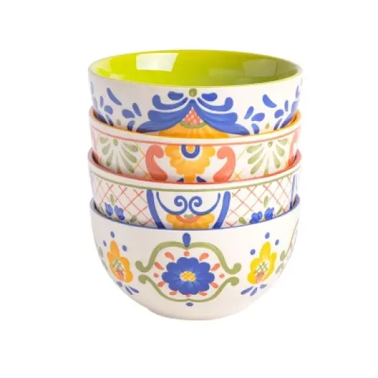 Laurie Gates Tierra 4 Piece 6 Inch Stoneware Cereal Bowl Set in Assorted Designs image {7}