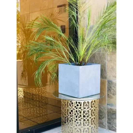 Rosemead Home & Garden, Inc. 10" Wide Kante Lightweight Modern Square Concrete/Fiberglass Indoor Outdoor Planter Box Slate Gray image {4}