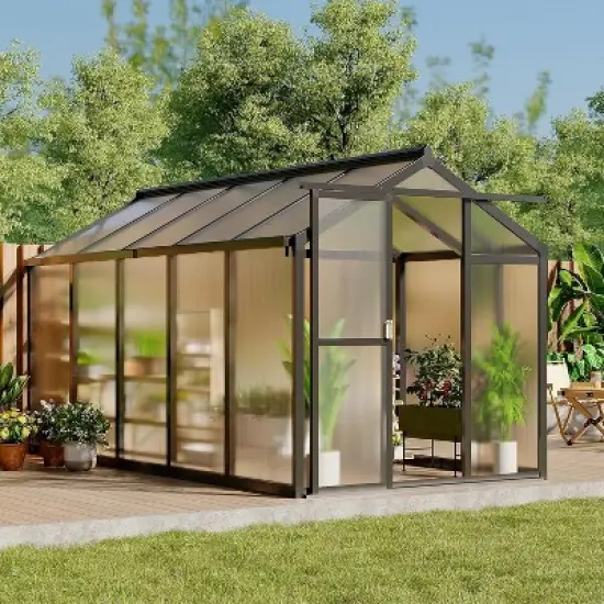 Greenhouse, Outdoor Greenhouses with Roof Vents and Sliding Doors, Aluminum Frame Accessible Greenhouses image {6}