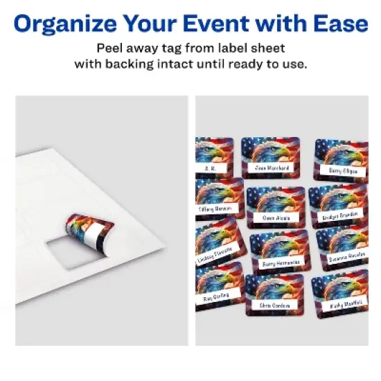 Avery American Flag Patriotic Eagle Name Badges, 2-1/3" x 3-3/8", 80ct image {2}