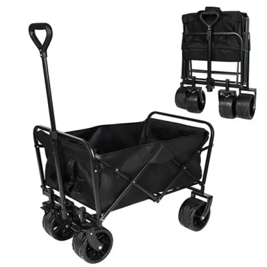 RISOKEYS Collapsible Folding Wagon Cart 220Lbs Capacity,With Adjustable Handle & All-Terrain Wheels for Beach,Camping,Outdoor image {10}