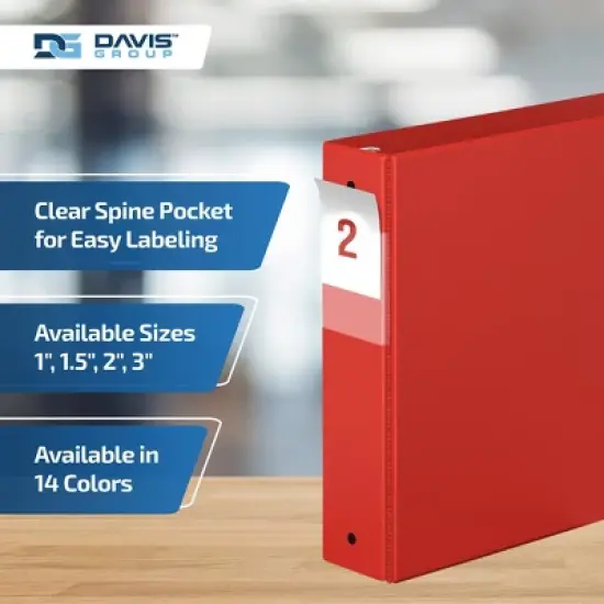 Davis Group 6pk 2" Premium Economy Round Ring Binders Red: Hard Cover, 400 Sheet Capacity, 2 Pockets, Polypropylene image {4}