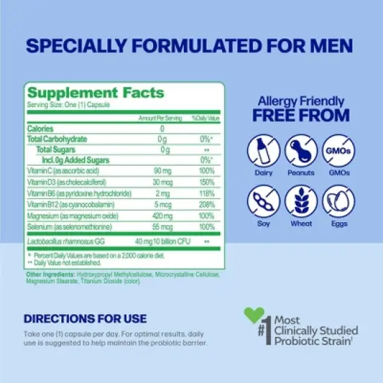 Culturelle Men's Daily Health Dietary Supplements Capsules - 30ct image {2}