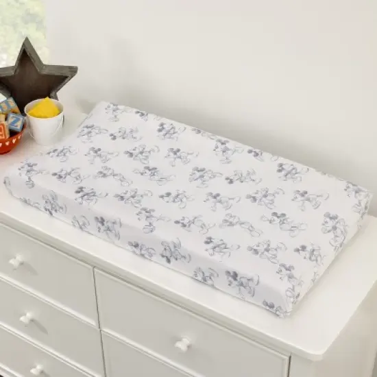 NoJo Disney Mickey Mouse - Call Me Mickey White and Blue Super Soft Changing Pad Cover image {1}