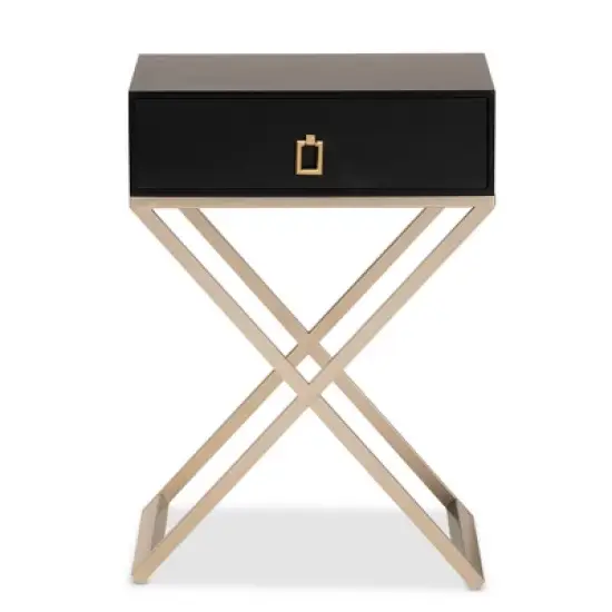 1 Drawer Patricia Brass Tone Metal Nightstand - Baxton Studio image {2}