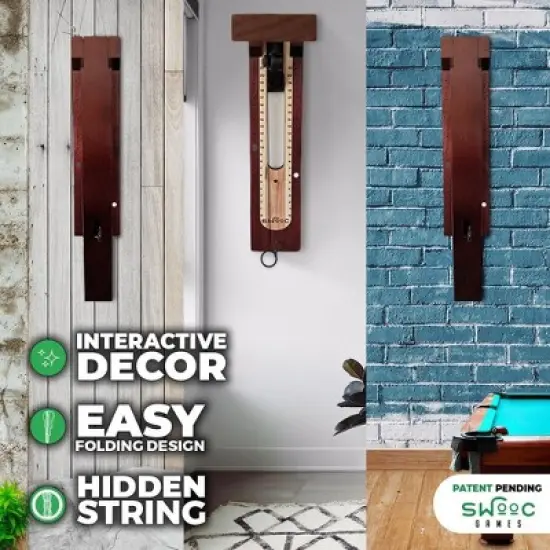 SWOOC Games - Hideaway Hook and Ring Game On A String - Weather Resistant & Easy Setup - Man Cave Games - Wall Games For Game Room Games - Wall Ring image {2}