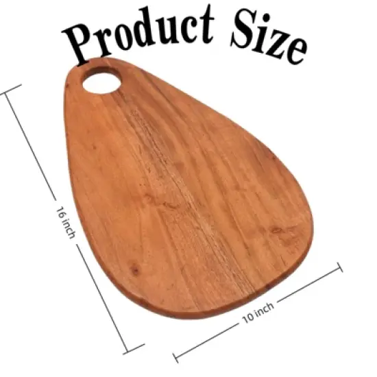 SEVOBAL Serving Platters Handmade Teak Wood Cheese and Bread Board with Natural Symmetry Modern Design for Cakes, Appetizers, Brown, 10"*16"*0.62" image {2}