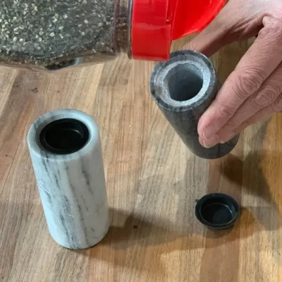 2pc Marble Salt and Pepper Shaker Set - Fox Run: Hand Wash, Spot Clean, Black & White, Tableware, 2 Pieces image {3}