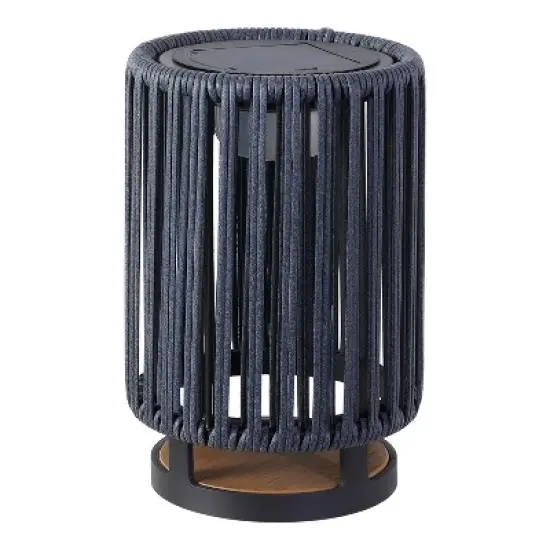 JONATHAN Y Sawara Modern Minimalist Faux Rattan Integrated Indoor/Outdoor LED Solar Powered Lantern image {6}