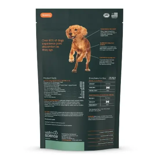 VetriScience Ultimate Strength Healthy Hip & Joint Chews for Small Dogs with Glucosamine Chondroitin and MSM, 60 Count Bag image {2}
