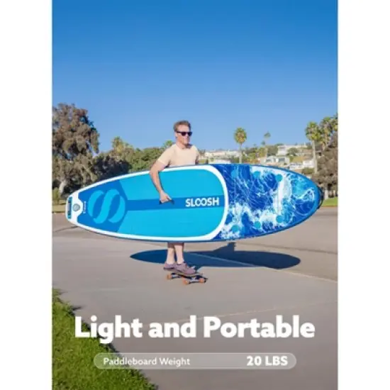 SLOOSH 126'' Ripple Inflatable Stand Up Paddle Board SUP with Premium Accessories, Non-Slip EVA Deck, Bag Included for Youth & Adults Water Adventure image {5}