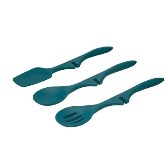 Rachael Ray 3pc Silicone Lazy Tools Set Marine Blue: Kitchen Utensil Set with Spoon, Slotted Spoon & Spoonula image {3}