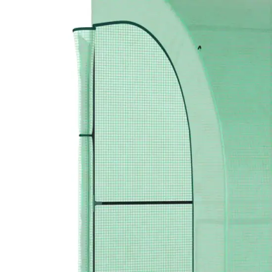 Outsunny Outdoor Walk-In Greenhouse, Plant Nursery with Roll-up Window, PE Cover, and 3-Tier Wire Shelves image {4}