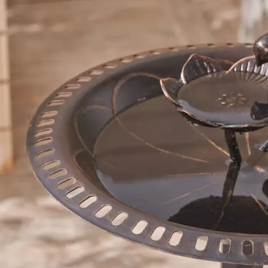 33.5" Fairmont Aluminum & Iron Bird Bath - Christopher Knight Home: Vintage, Rust-Resistant, Freestanding image {3}