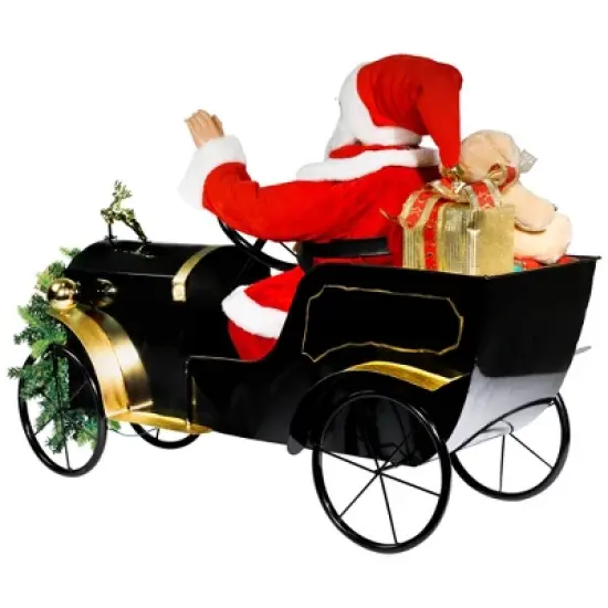 Northlight Animated and Musical Santa Driving Vintage Car Christmas Decoration - 31" image {6}