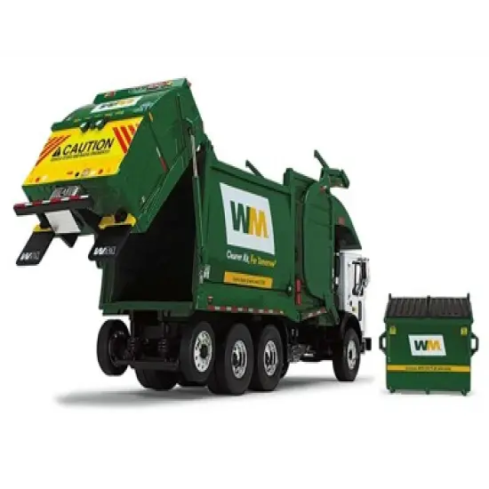 Mack TerraPro Refuse Garbage Truck w/Front End Loader and CNG Tailgate White and Green w/Bin 1/34 Diecast Model by First Gear image {2}