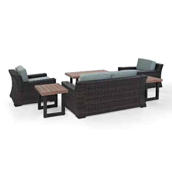 Beaufort 6pc Outdoor Wicker Conversation Set - Mist - Crosley image {7}