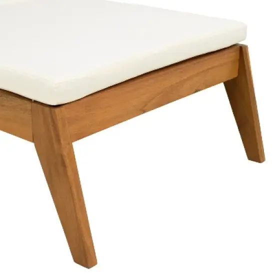 Christopher Knight Home Frank Outdoor Adjustable Chaise Lounge With Cushion and Wheel, Teak/Cream image {8}