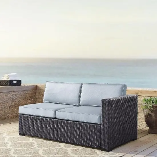 HomeStock Biscayne Outdoor  Wicker Sectional Loveseat image {1}
