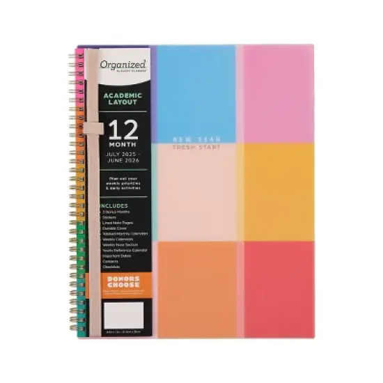 Happy Brands Organized July 2025 - June 2026 Weekly/Monthly Planner 9.37"x11.12" Multicolor Cool Brights image {23}