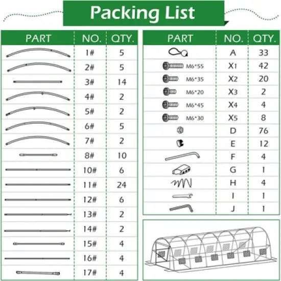 EROMMY Walk-In Greenhouse Tunnel, Large Gardening Plant Hot House Portable Tunnel Tent，white image {6}