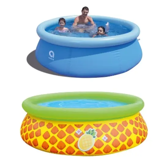 JLeisure Avenli 8' x 25" & 5' x 16.5" 2 to 3 Person Capacity Prompt Set and 3D Pineapple Above Ground Kids Inflatable Outdoor Swimming Pool (2 Pack) image {1}