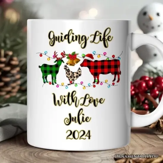 Farm Animal Buffalo Plaid Christmas Mug, Farmhouse Gift (Non-Custom Only)| OrnamentallyYou image {3}