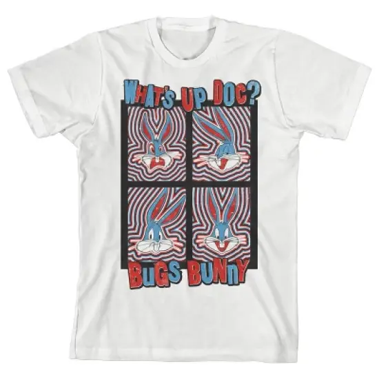 Looney Tunes What's Up Doc? Bugs Bunny Cartoon White Graphic Tee Toddler Boy to Youth Boy image {2}