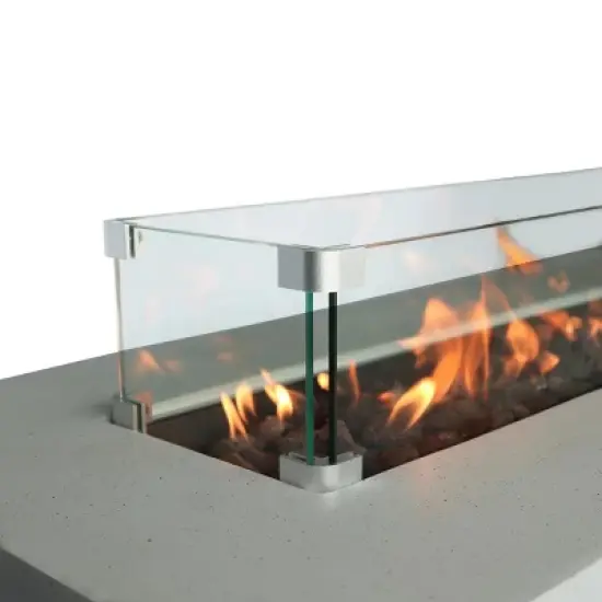Rectangular Fiber-Reinforced Concrete Propane Outdoor Fire Pit Table image {4}