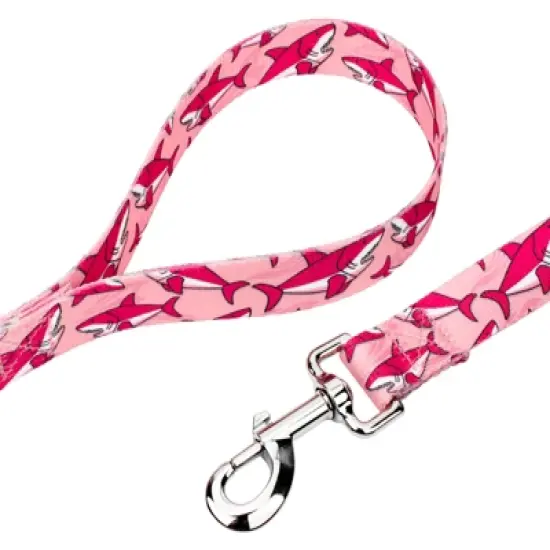 Country Brook Petz Pink Sharks Dog Leash (6 Foot, 1/2 Inch Wide) image {2}