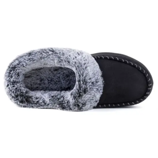 RockDove Women's Faux Fur Collar Moc Toe Slide Slipper image {2}