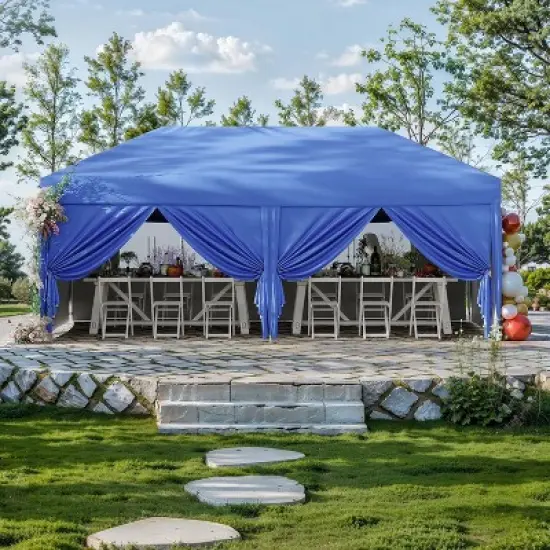 GustoWave 10 X 20ft Pop-Up Canopy with 6 Removable Sidewalls for Camping image {6}