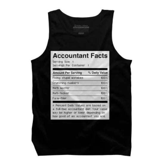 Men's Design By Humans Accountant Nutrition Facts Label By EJamjar Tank Top image {2}