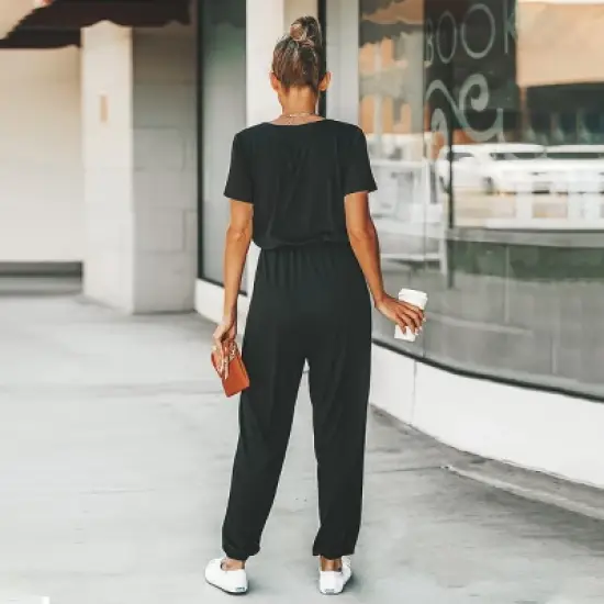 Women's Short Sleeve Wrap Loose Long Romper Jumpsuit - Cupshe image {2}