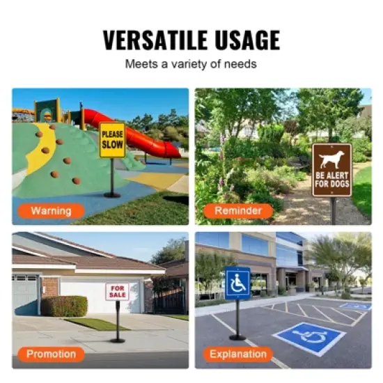 VEVOR Cast Iron Sign Post, 4 ft Portable Heavy Duty Steel Post Sign Holder with Hard Plastic Base & Wheels, U-Channel Sign Stand for Garden image {6}
