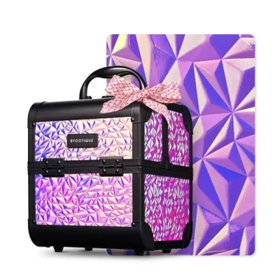 Byootique Makeup Train Case Cosmetic Organizer w/ Mirror Mermaid image {11}