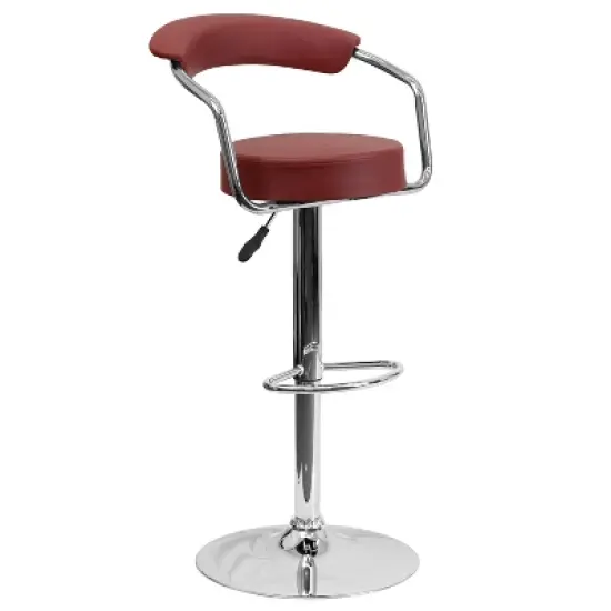 Emma and Oliver Contemporary Vinyl Adjustable Height Barstool with Arms image {13}