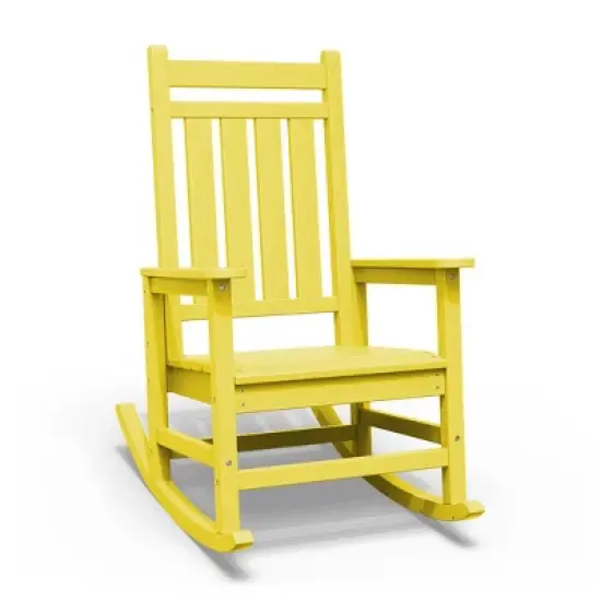 Hyleory HDPE Modern Resin Outdoor Rocking Chair, Patio Adirondack Chair for All Seasons image {21}